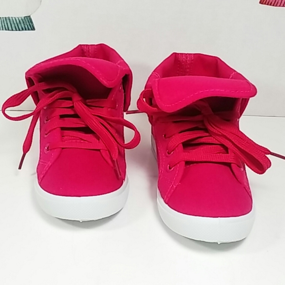 🆕 Girl's Fuchsia Pink Fold Over High Top 🆕 - Picture 3 of 7
